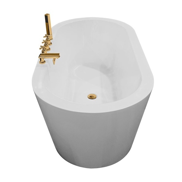 Cada de baie freestanding cu baterie aurie 148X75X58cm - Img 4