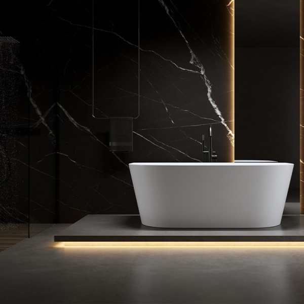 Cada de baie LENA 527D, Dimensiune 170x75cm, Culoare Alb, Deversor Crom - Img 3