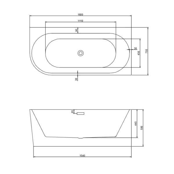 Cada de baie MERA 509C,/Dreapta, Dimensiune 160x75cm, Culoare Alb, Devesor Auriu Periat - Img 6