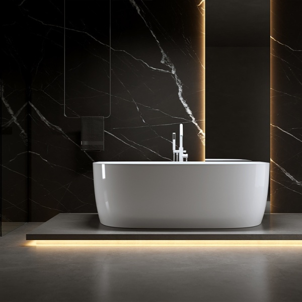 Cada de baie NORA 526B, Dimensiune 150x80cm, Culoare Alb, Deversor Alb mat - Img 6