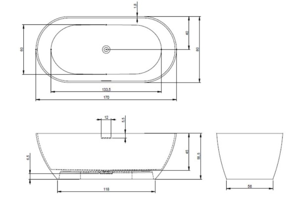 Cada de baie PRO OTTO 150, free-standing, design modern, Alba - Img 2