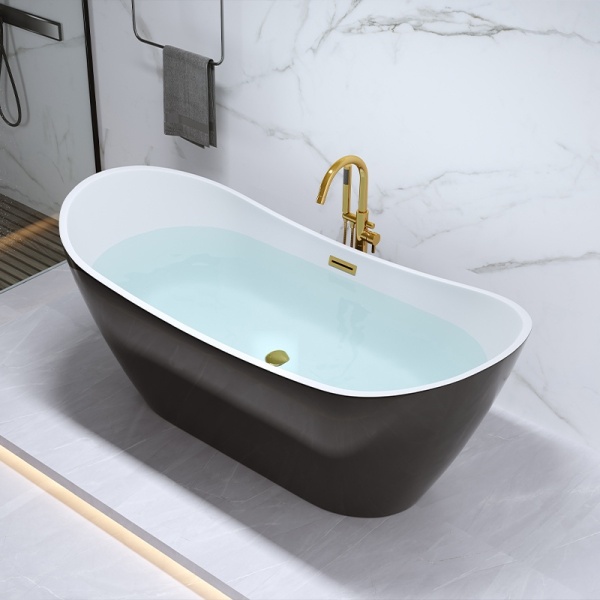 Cada de baie Rica 513A 150x75cm,Culoare Negru , Deversor Auriu - Img 3