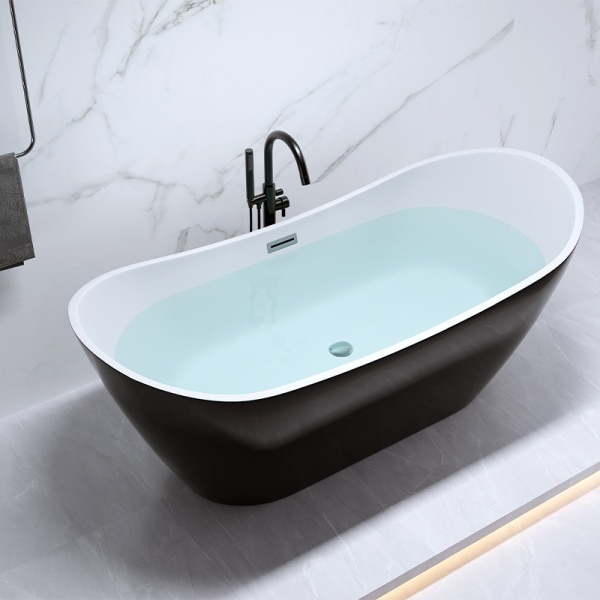 Cada de baie Rica 513A 150x75cm ,Culoare Negru , Deversor Cromat - Img 4