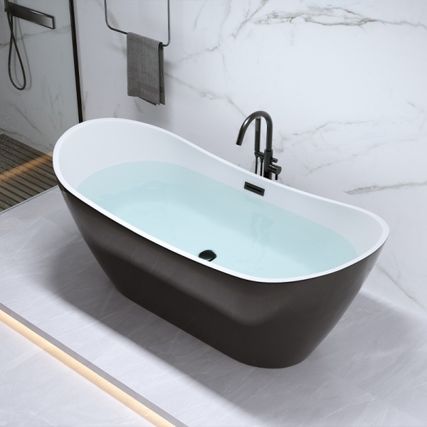 Cada de baie Rica 513B 160x75cm , Culoare Negru , Deversor Negru - Img 2