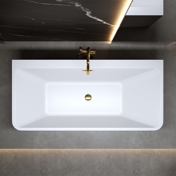Cada de baie SOFIA 515D, Dimensiune 170x75cm, Culoare Alb, Deversor Auriu - Img 5