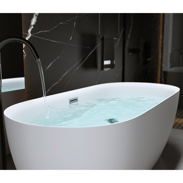 Cada de baie suport 150x75cm Cesana 518A, Culoare Alb , Deversor Cromat - Img 7