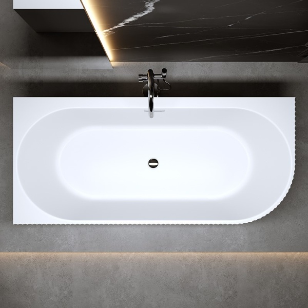 Cada de baie suport RIO 504C, Dimensiune 160x75cm/Stanga, Culoare Alb, Devesor Crom - Img 4