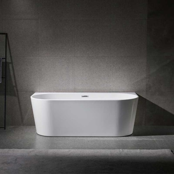 Cada de perete suport Lena527B, Culoare Alb 150x75cm, Deversor Crom - Img 7