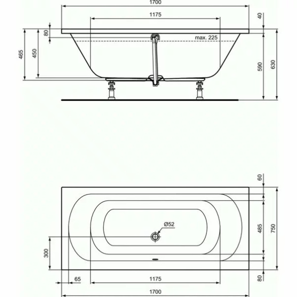 Cada rectangulara Ideal Standard Hotline Duo 170x75 cm - Img 4