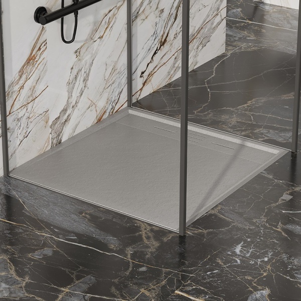 Cadita de dus DEKO Slim, Structura de piatra 80x80cm, Culoare Gri - Img 10