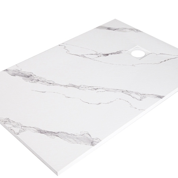 Cadita de dus dreptunghiulara slim model marmura Riko 120 x 80 cm alba - Img 6