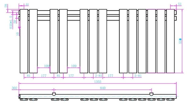 Calorifer de baie Portprosop1355x550mm, Horizont White, Culoare Alb - Img 2