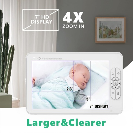 Camere de supraveghere Baby Monitor NeoSimply® Audio-Video wireless, LikeSmart BabyStar, ecran HD XXL 7″ Inch LCD, VOX, Mod Nocturn, Baterie 4000mAh, Monitorizare Temperatura, Alarma, Cantece de Leagan - Img 2