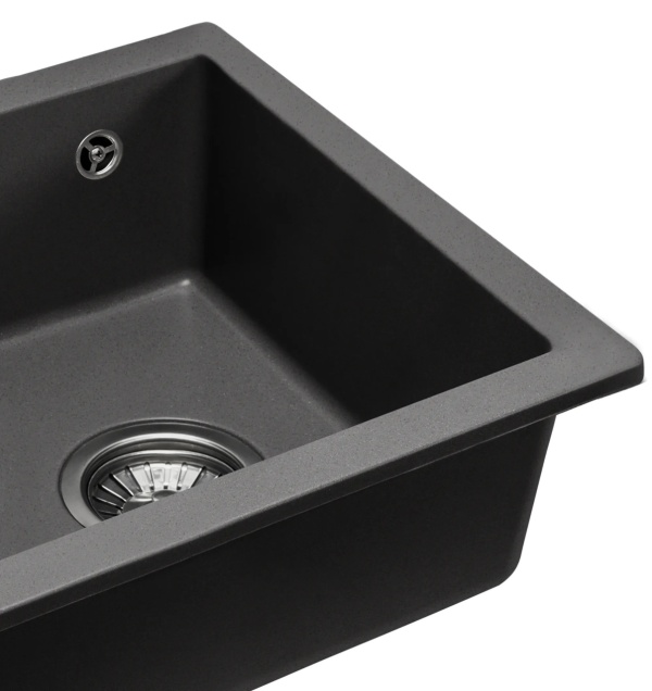 Chiuveta Bucatarie Pro GRANIT NELS BLACK, Dimensiuni 46.5 x 56 x 20 cm, 1 Cuva, Incastrabila, Forma Dreptunghiulara, Negru - Img 2