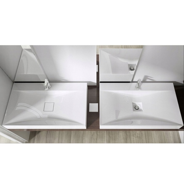 Chiuveta de blat PRO ERA ARON, Dimensiuni 80 cm x 48 x 10 cm, Conglomerat, Cu Gaura baterie, Alb - Img 2