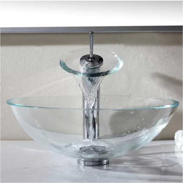 Chiuveta de blat PRO ERA GLASS, Dimensiuni 42x 42x 14 cm, Forma Rotunda, Ceramica sanitara, fara gaura baterie, Alb - Img 4