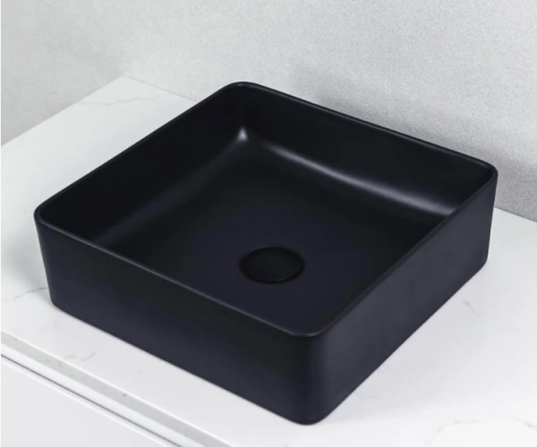 Chiuveta De Blat PRO OSLO, 36x36x 13 Cm, Montaj Pe Blat, Design Deosebit, Forma Dreptunghiulara, Ceramica Sanitara, Negru Mat - Img 3