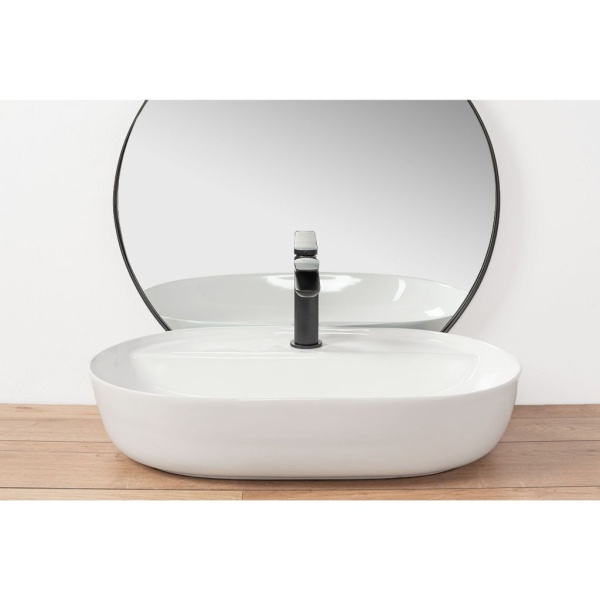Chiuveta de blat REA AURA, Dimensiuni 60.5cm x 40.5 x 13.5 cm, Ceramica Sanitara, gaura baterie, Alb - Img 4