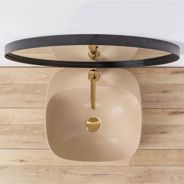 Chiuveta de blat REA LUIZA Beige Matt 42, Dimensiuni 42.5 cm x 42.5 x 15.5 cm, Ceramica Sanitara,Gaura baterie, Bej Mat - Img 4