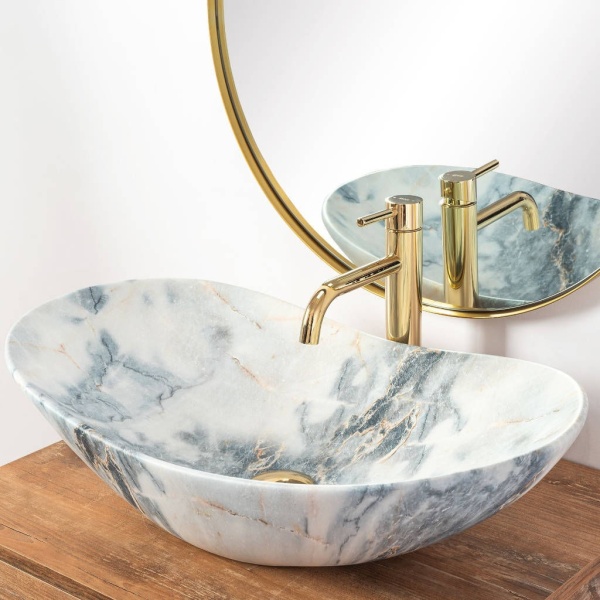 Chiuveta de blat REA ROYAL Granit Shiny, Dimensiuni 60.5 x 36 x 16 cm, Forma Ovala, Ceramica sanitara - Img 3