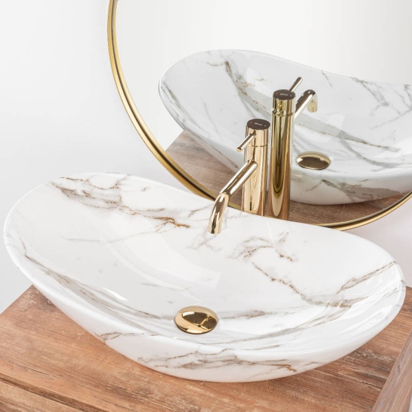 Chiuveta de blat REA ROYAL Lava, Dimensiuni 60 x 35 x 15 cm, Forma Ovala, Ceramica sanitara, Alb - Img 5