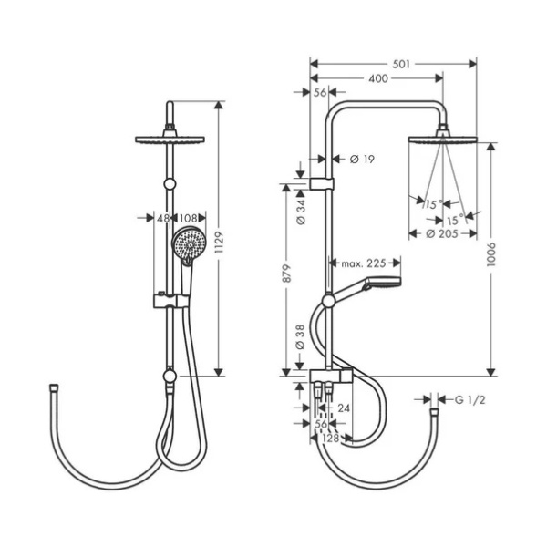 Coloana de dus Hansgrohe Vernis Blend 200 cu 2 functii fara baterie - Img 3