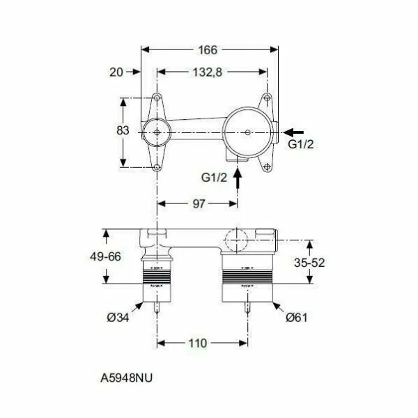 Corp incastrat Ideal Standard pentru baterie cu montaj pe perete - Img 2