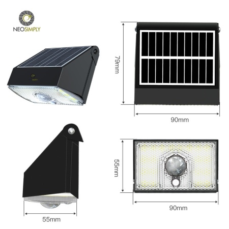 Lampa Solara De Exterior LED, NeoSimply, 1000 Lumens, 10W, 20 led-uri, IP65, cu senzor de proximitate si 3 moduri smart de operare - Img 5