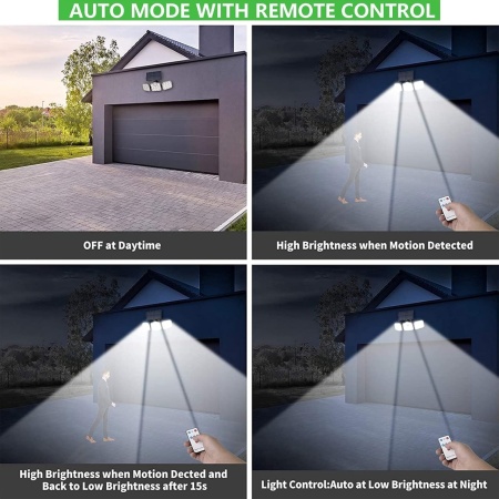 Lampa Solara de Exterior SeveShop 600lm, 3 Moduri de Iluminare, Senzor de Miscare, IP65, Rezistenta la Apa, Acumulator Li-Polymer 2400mAh, Iluminare pentru Curte, Gradina si Terasa, Autonomie 10h, Design Compact, Alb - Img 5