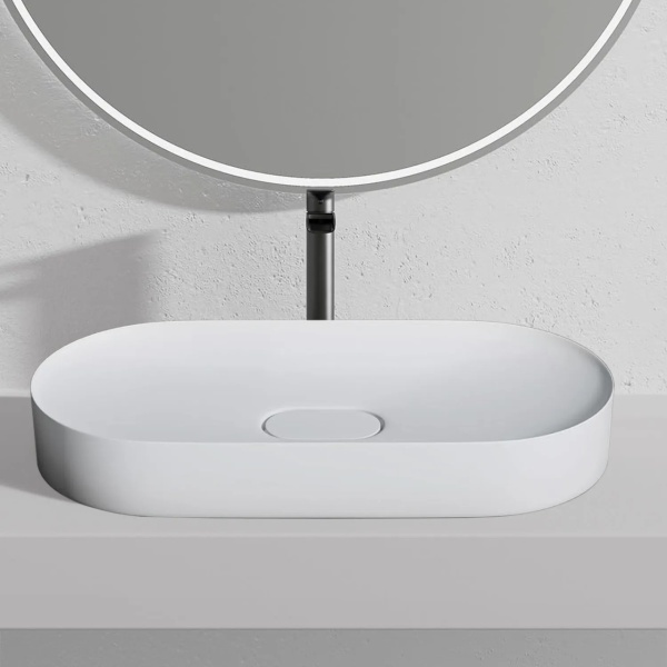 Lavoar de baie Iris , pentru blat , Dimensiune 71 cm , Culoare Alb - Img 8