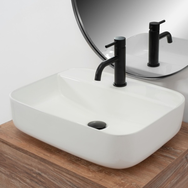 Lavoar De Blat REA Martina WHITE Dimensiuni 51.5 x 41 x 13 cm, Forma Dreptunghiulara, Ceramica Sanitara, Gaura Baterie, Alb - Img 4