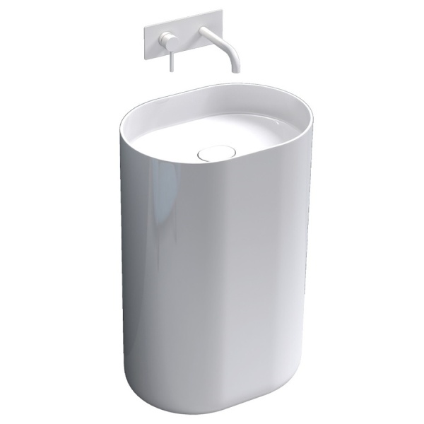 Lavoar Independent PRO MONOLITIC CAMILA, Dimensiuni 55 X 40 X 85 Cm, Forma Ovala, Material Conglomerat, Alb - Img 8