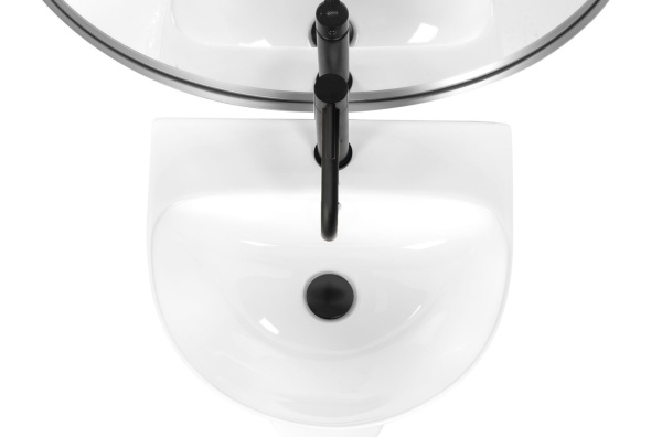 Lavoar Independent REA RIT SLIM, Dimensiuni 48x 42 X 83.5 Cm, Forma Rotunda, Alb - Img 4