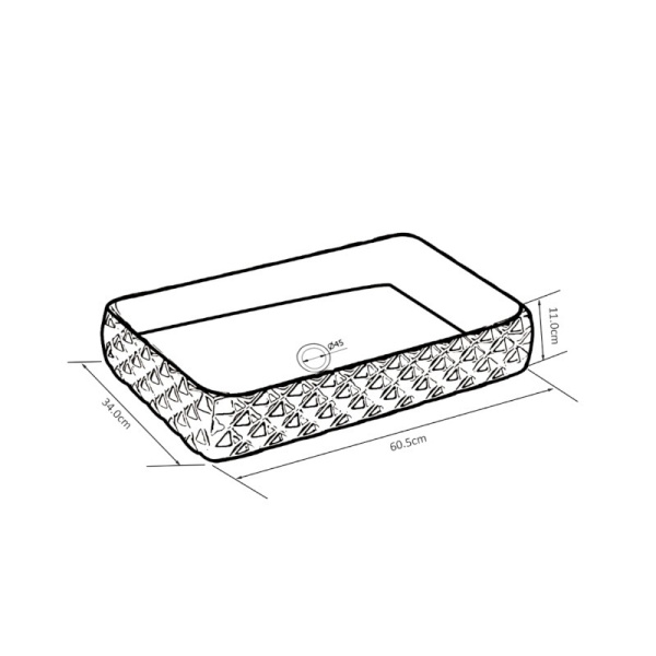 Lavoar pe blat, Pearl, Marmura Ceramica Negru cu Model Auriu , Dreptunghiular 60,5 x 34 x 11cm - Img 8