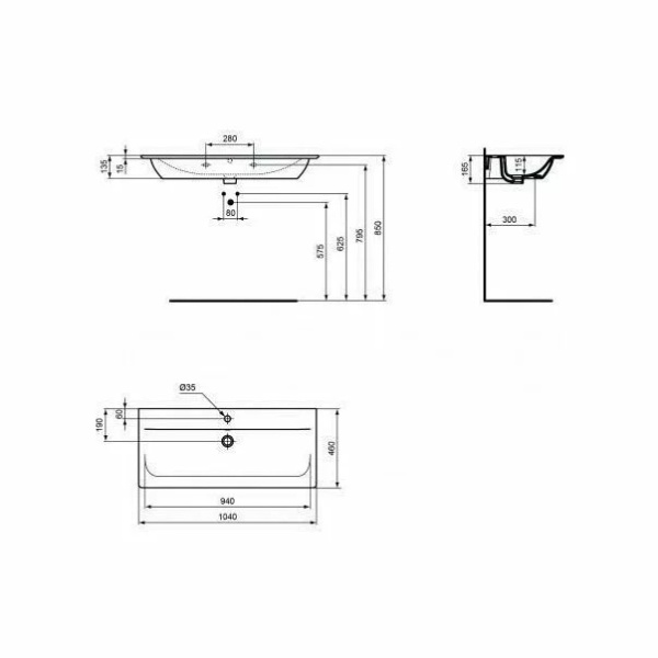 Lavoar pe mobilier Ideal Standard Connect Air 104x46cm - Img 3