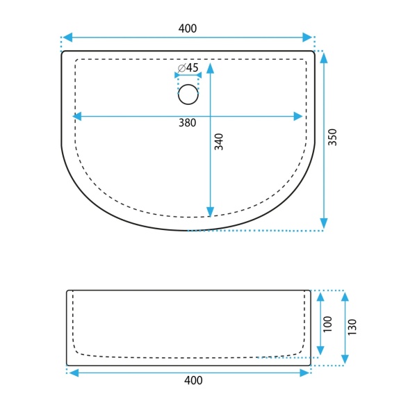 Lavoar pentru baie Rea Clara , Dimensiune 40 cm , Culoare alb - Img 5