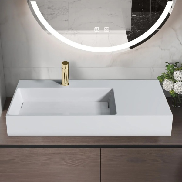 Lavoar pentru blat Archi 75 cm , Culoare alb - Img 7