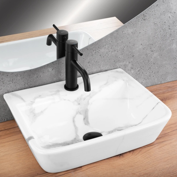 Lavoar pentru blat REA Altea Cloudy , Design Modern, Imitatie de piatra - Img 3
