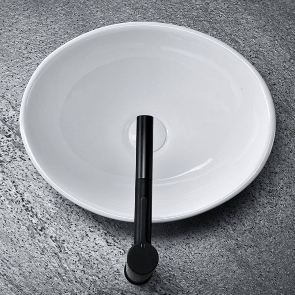 Lavoar REA Sofia Mini White, 34x27x13 cm, montaj pe blat, design deosebit, ceramica sanitara, Alb - Img 6