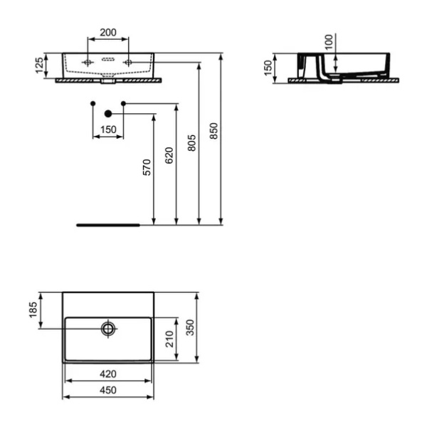 Lavoar suspendat Ideal Standard Atelier Extra alb lucios cu orificiu preaplin 45 cm - Img 9