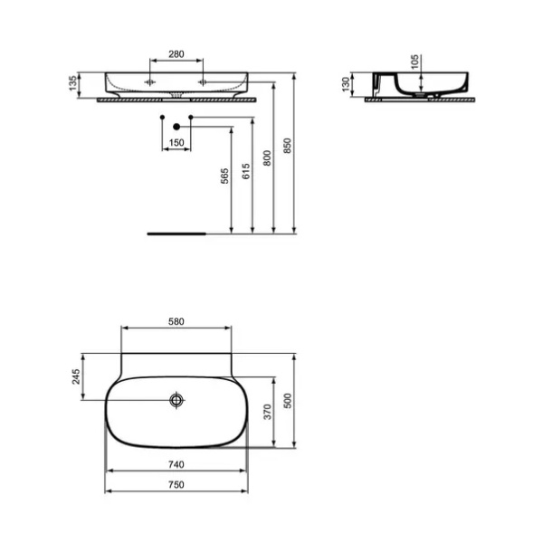 Lavoar suspendat Ideal Standard Atelier Linda-X alb lucios 75 cm - Img 12
