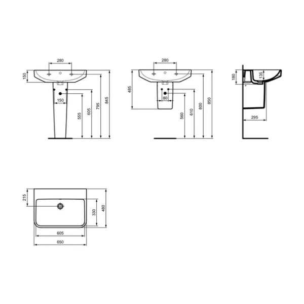 Lavoar suspendat Ideal Standard i.life B alb lucios 65 cm cu orificiu preaplin - Img 8