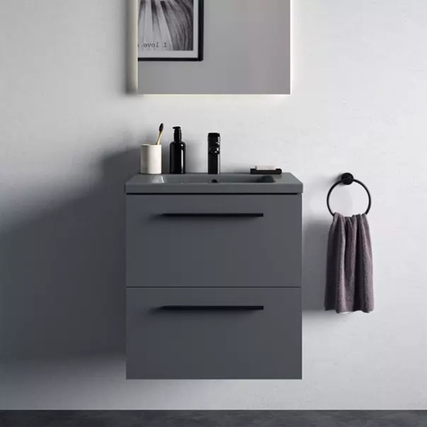 Lavoar suspendat Ideal Standard i.life B gri lucios 61 cm cu orificiu baterie si preaplin - Img 7