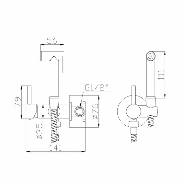 Pachet vas wc suspendat Rea Carlo, capac softclose si set dus igiena intima negru cu baterie incastrata Invena Bidetta - Img 2