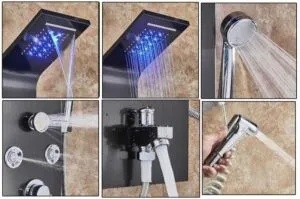 Panel de dus multifunctional PRO 27,cu 6 functii ,panou digital ,jeturi spa, baterie cu efect de ploaie ,sistem masaj, baterie bideu - Img 2