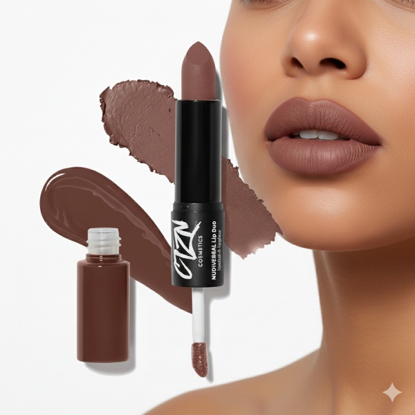 Ruj si creion de buze CTZN, Nudiversal Lip Duo, rezistent la apa, cu unt de mango salbatic, Sarajevo - Img 2