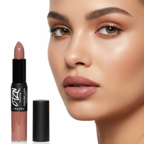 Ruj si creion de buze CTZN, Nudiversal Lip Duo, rezistent la apa, cu unt de mango salbatic, Maldives - Img 2