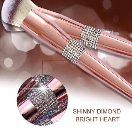 Set 14 pensule pentru machiaj ODISSEY LIFE®, suport pentru pensule, pensule premium profesional make-up, Luxury Crystal-Rose - Img 8