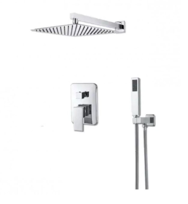 Set baterie crom PRO8 cu doua functii, pentru cada si dus , cu para patrata tip ploaie, baterie incastrata - Img 6