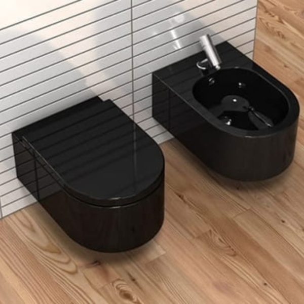 Set Bideu si Vas WC PRO GROHE, montaj suspendat, ceramica sanitara,Vas WC LORENT +Bideu +Capac Soft-Close SLIM PREMIUM+Cadru +Clapeta - Img 3